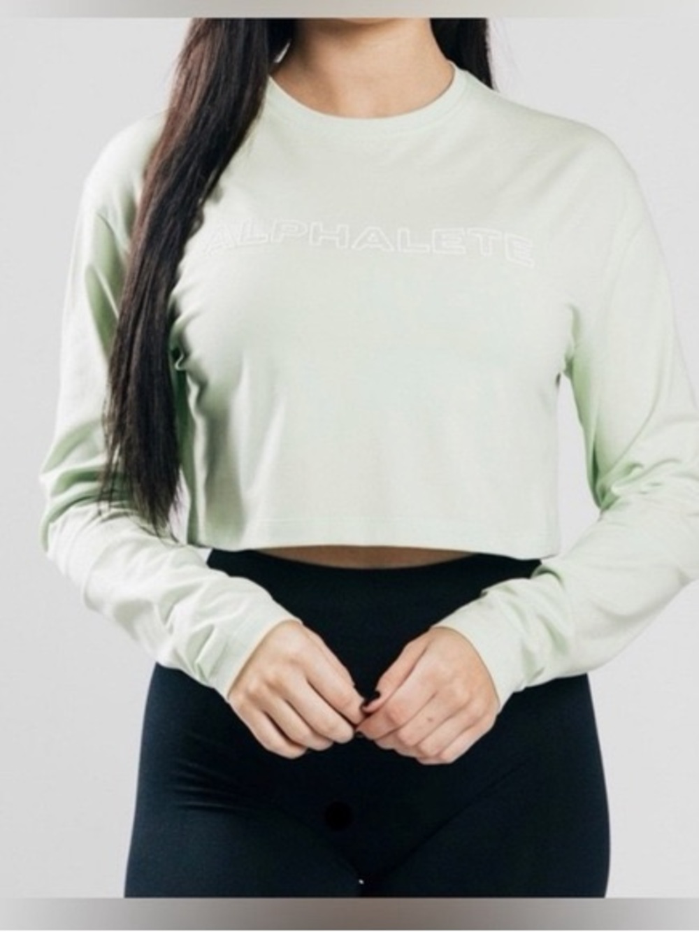 Alphalete Mint Green Cropped Long-Sleeve Top